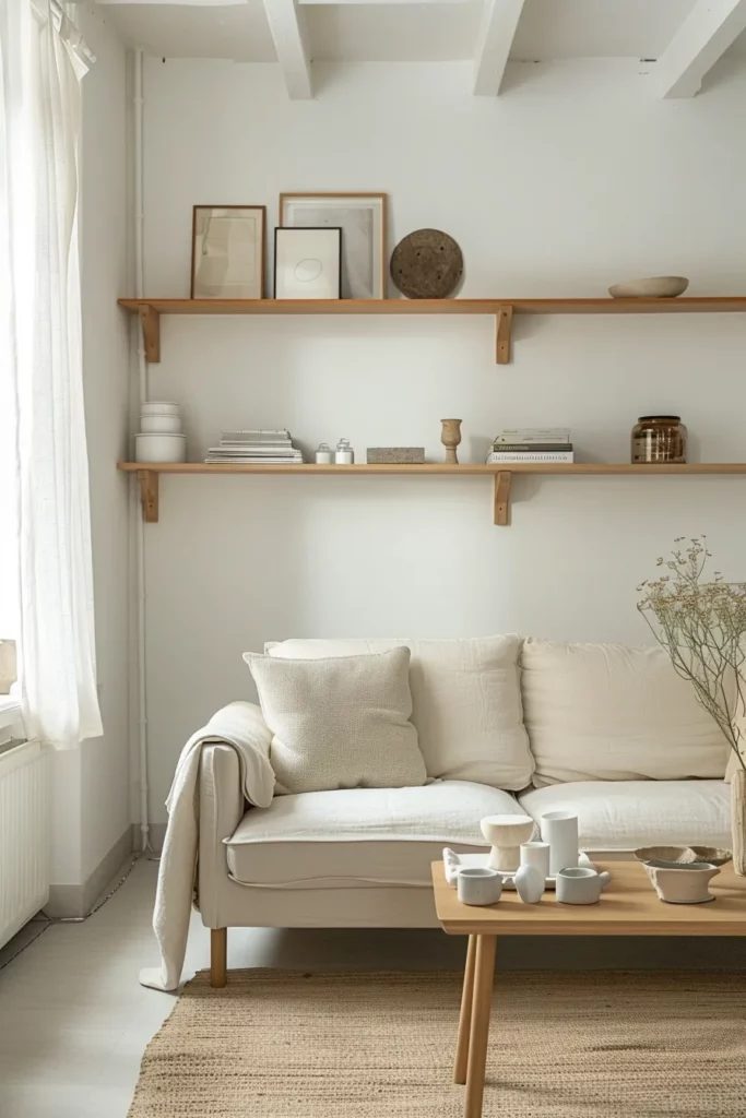 Compact Scandinavian studio apartment living room