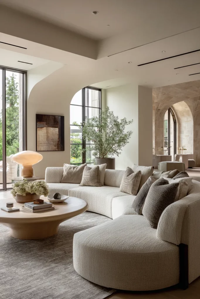 Curved Sofa in Modern Living Room