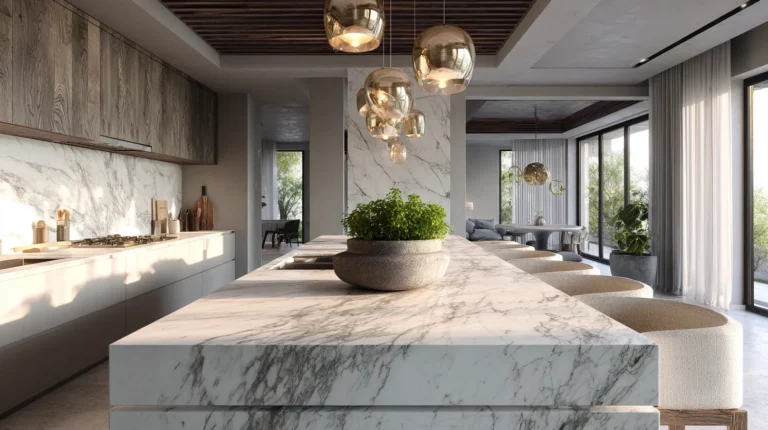 Elegant Marble Kitchen Island
