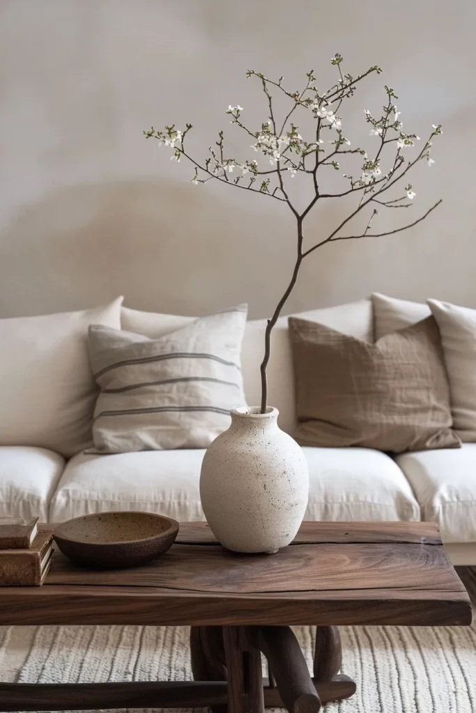 Japandi living room blending Scandinavian and Japanese design