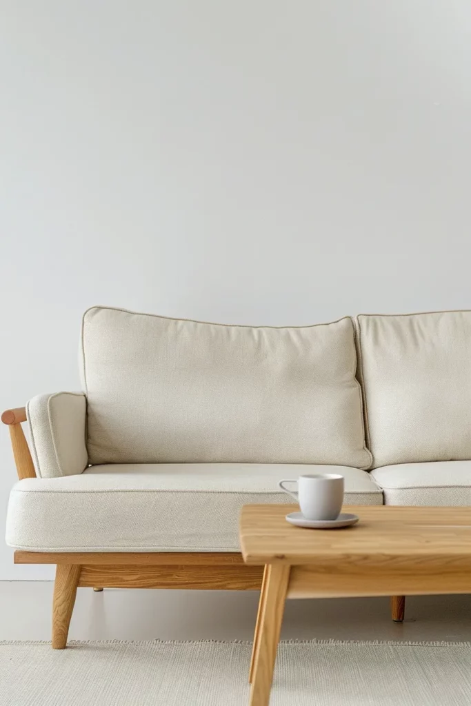 Mid-century modern Scandinavian sofa in natural linen
