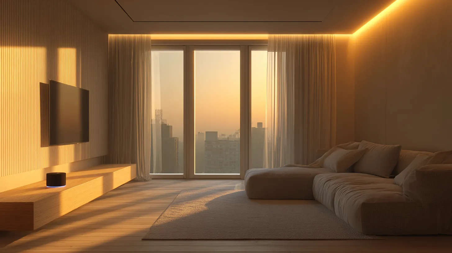 Modern Smart Living Room at Dusk
