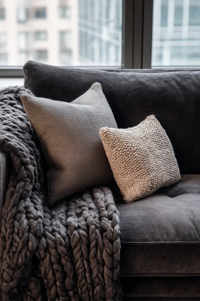 Textured Monochrome Sofa Detail
