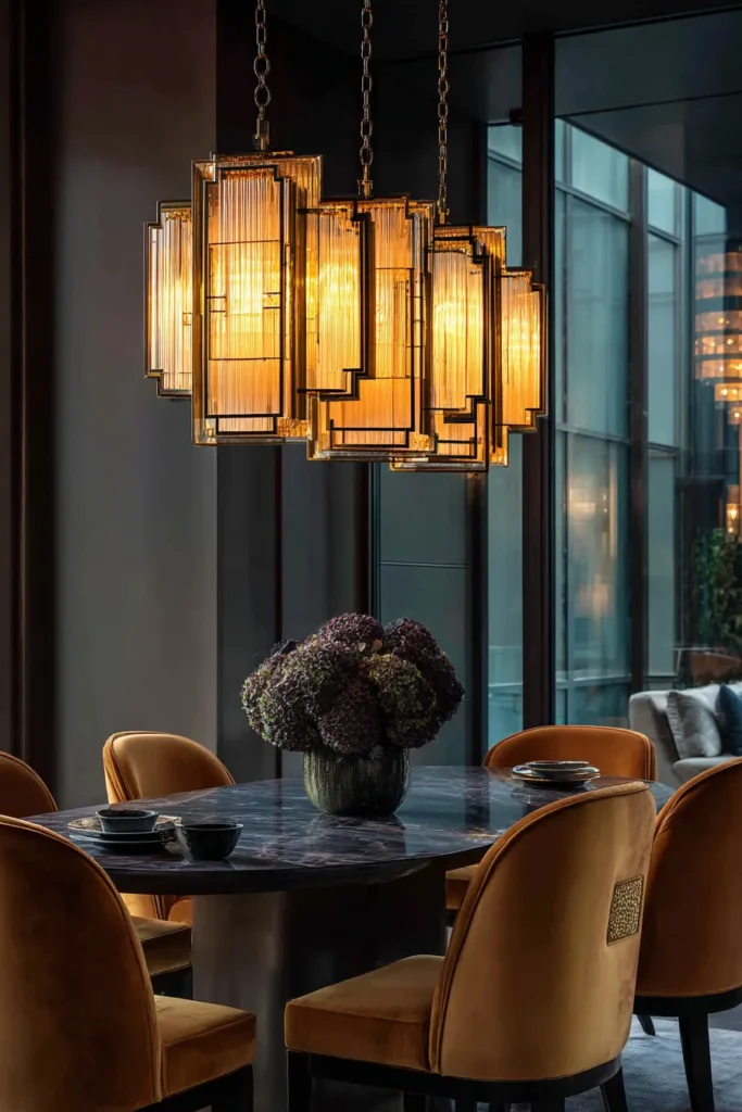 Art Deco Brass Pendant Dining Room