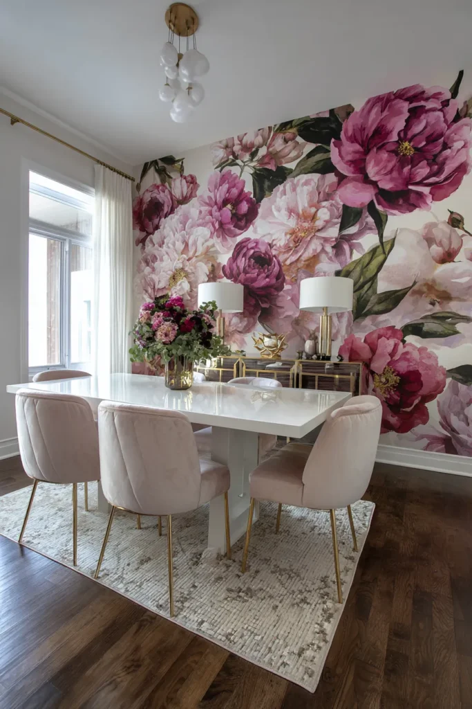 Bold Botanical Wallpaper Accent Wall