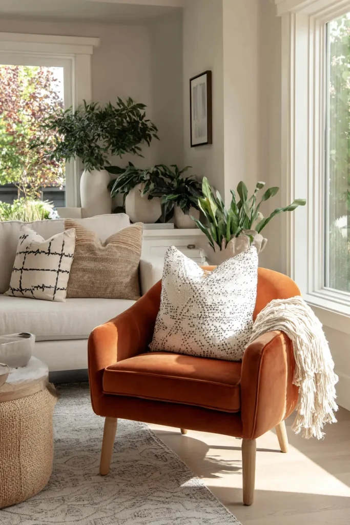 Bold Colored Accent Chairs in Living Room