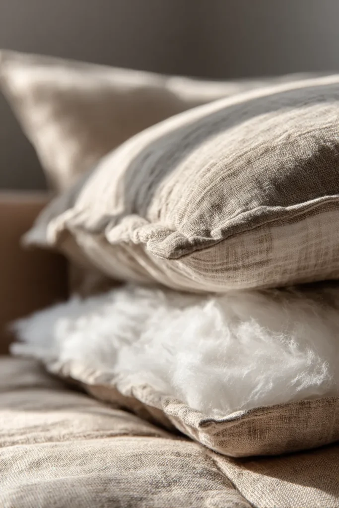 Comfortable Sofa Cushions Close-Up