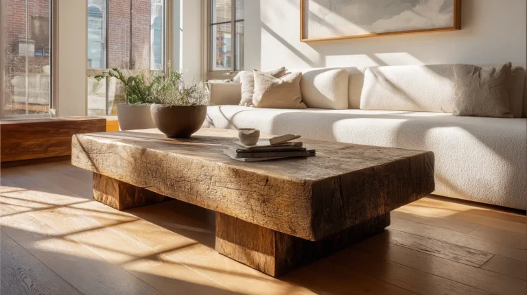 Custom Coffee Table in Warm Living Room