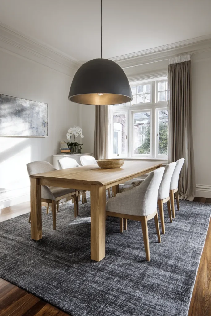 Dining Room Rug with Pulled Chairs