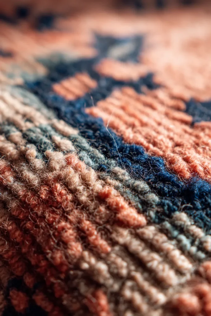 Hand-Knotted Vintage Rug Texture Close-Up