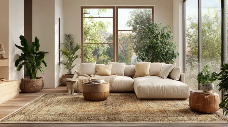 Layered Artisan Rugs in Modern Living Room