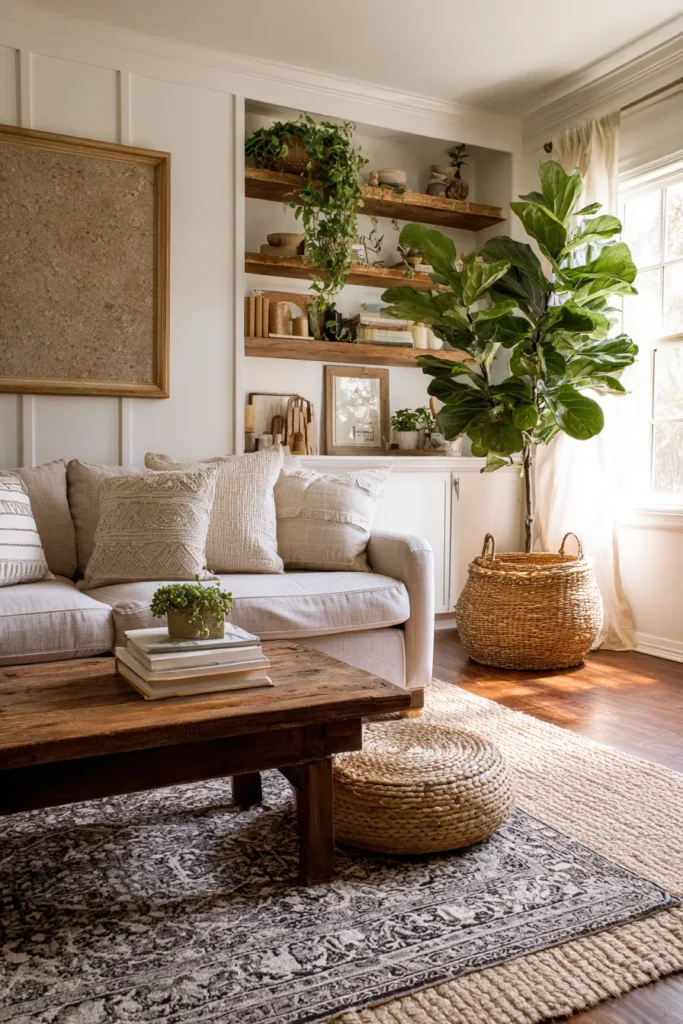 Layered Rugs with Indoor Plants