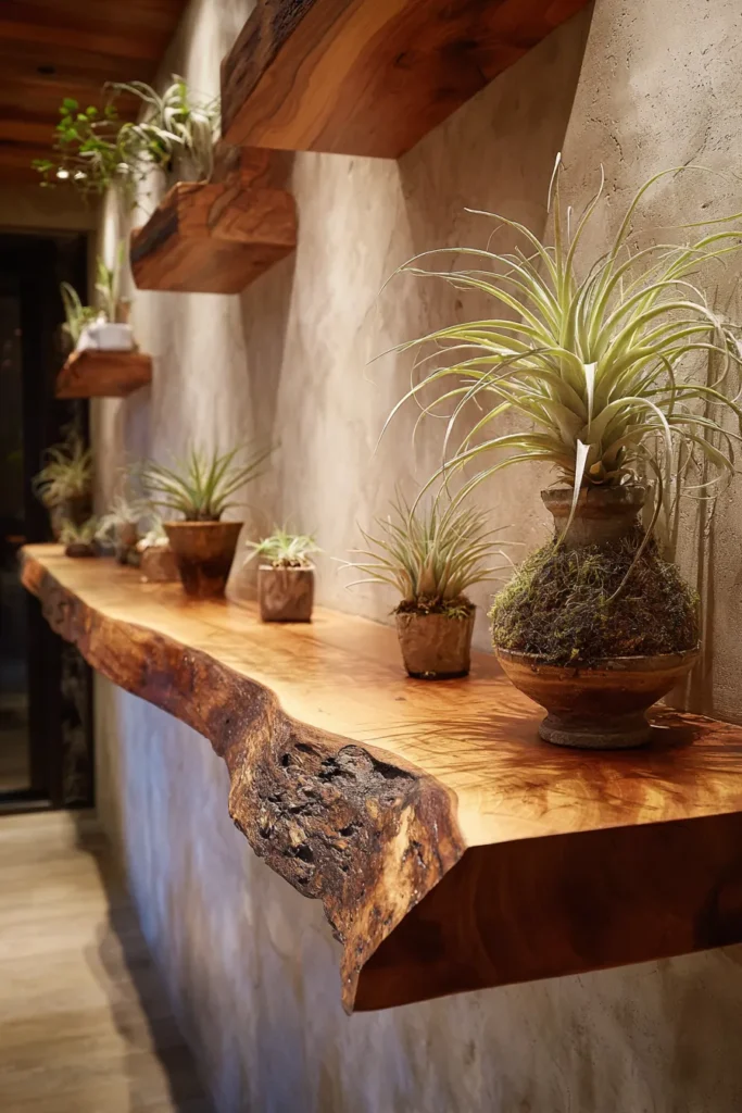 Live-Edge Shelf with Plants