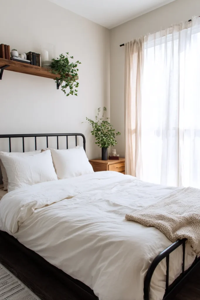 Minimalist Metal and Wood Bedroom