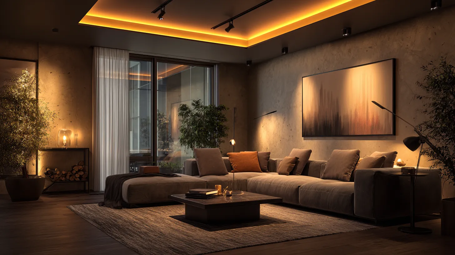 Modern Living Room with Smart Lighting