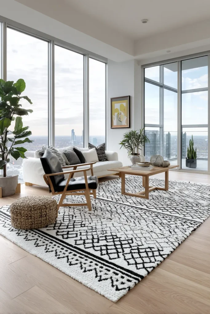 Modern Minimalist Rug in Contemporary Living Space
