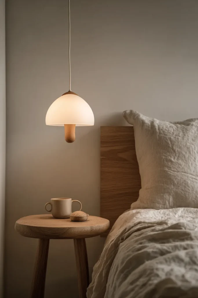 Mushroom Pendant in Cozy Reading Nook