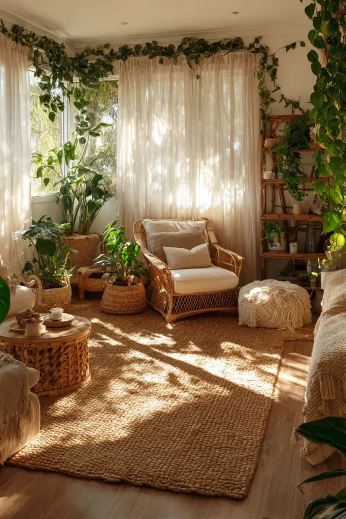 Natural Jute and Sisal Rugs in Biophilic Living Space