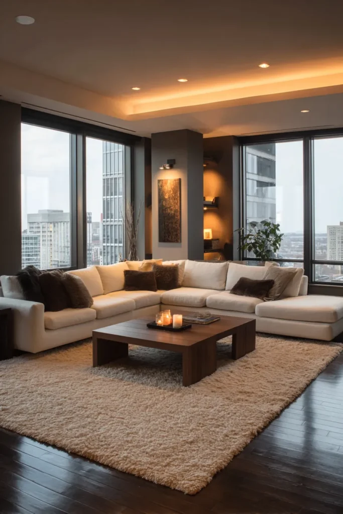 Oversized Plush Rug Grounding Entire Room