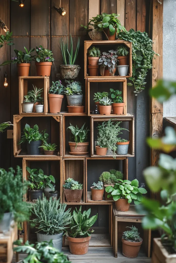 Rustic Wooden Crate Tower