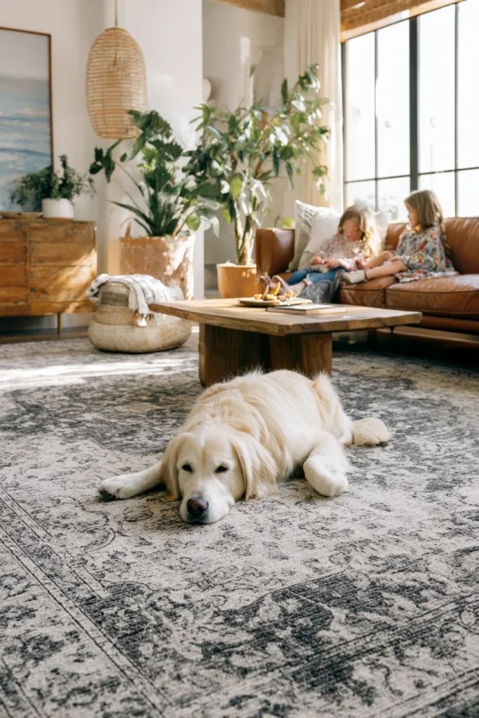 Sustainable Rug in Family Living Room
