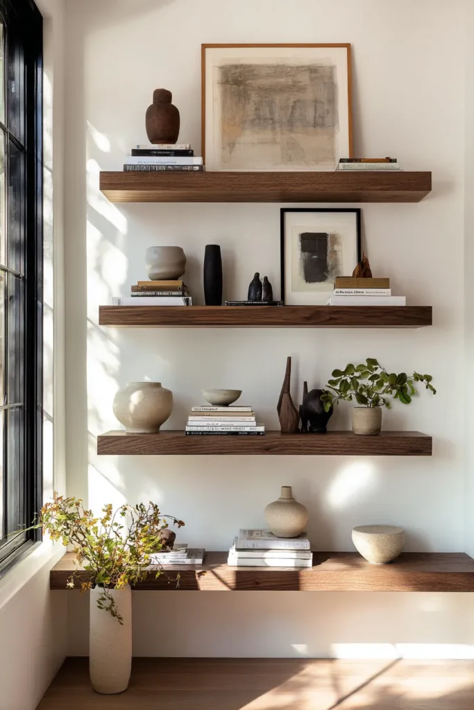 Wall Art and Floating Shelves Styling