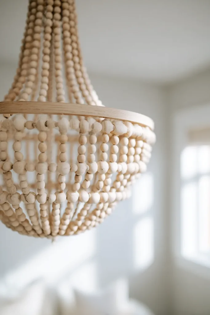 Wood Bead Chandelier Detail