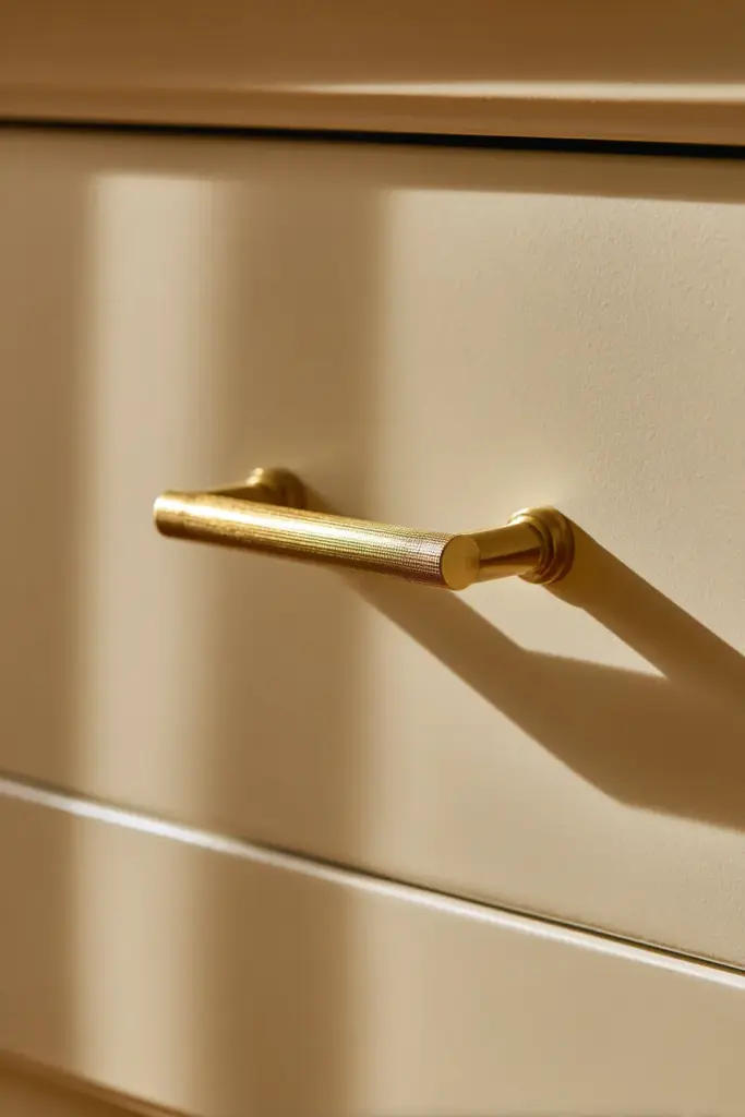 Beige Wall with Brass Hardware Detail