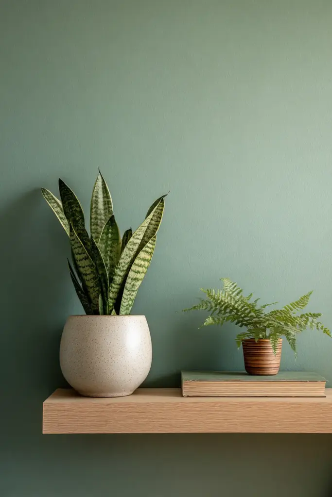 Biophilic Green Accent Wall