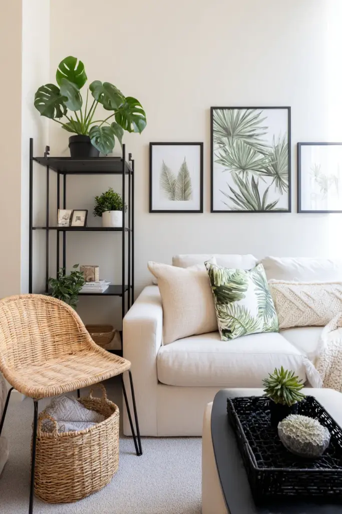 Black Accents in Small Apartment Living Room