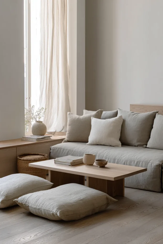 Budget-Friendly Japandi Sofa and Coffee Table