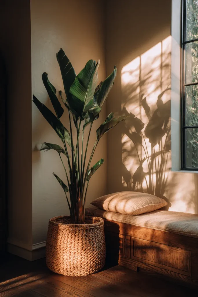 Corner Reading Nook with Bird of Paradise