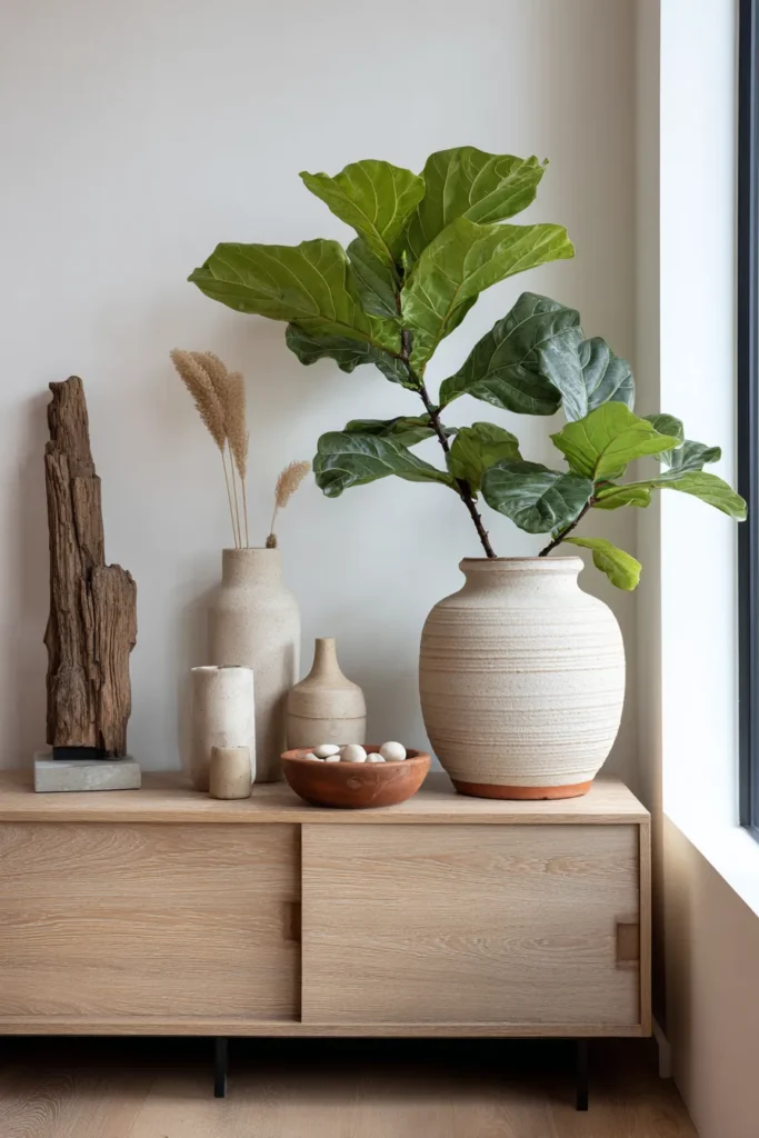 Houseplants and Natural Elements Display