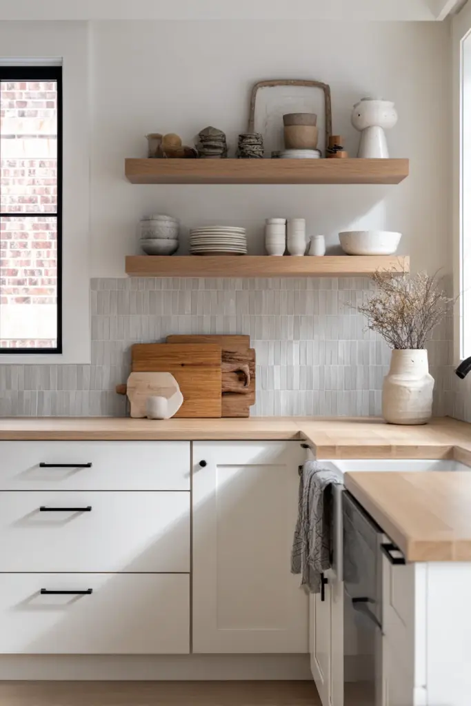 Japandi Kitchen with Off-White Cabinetry