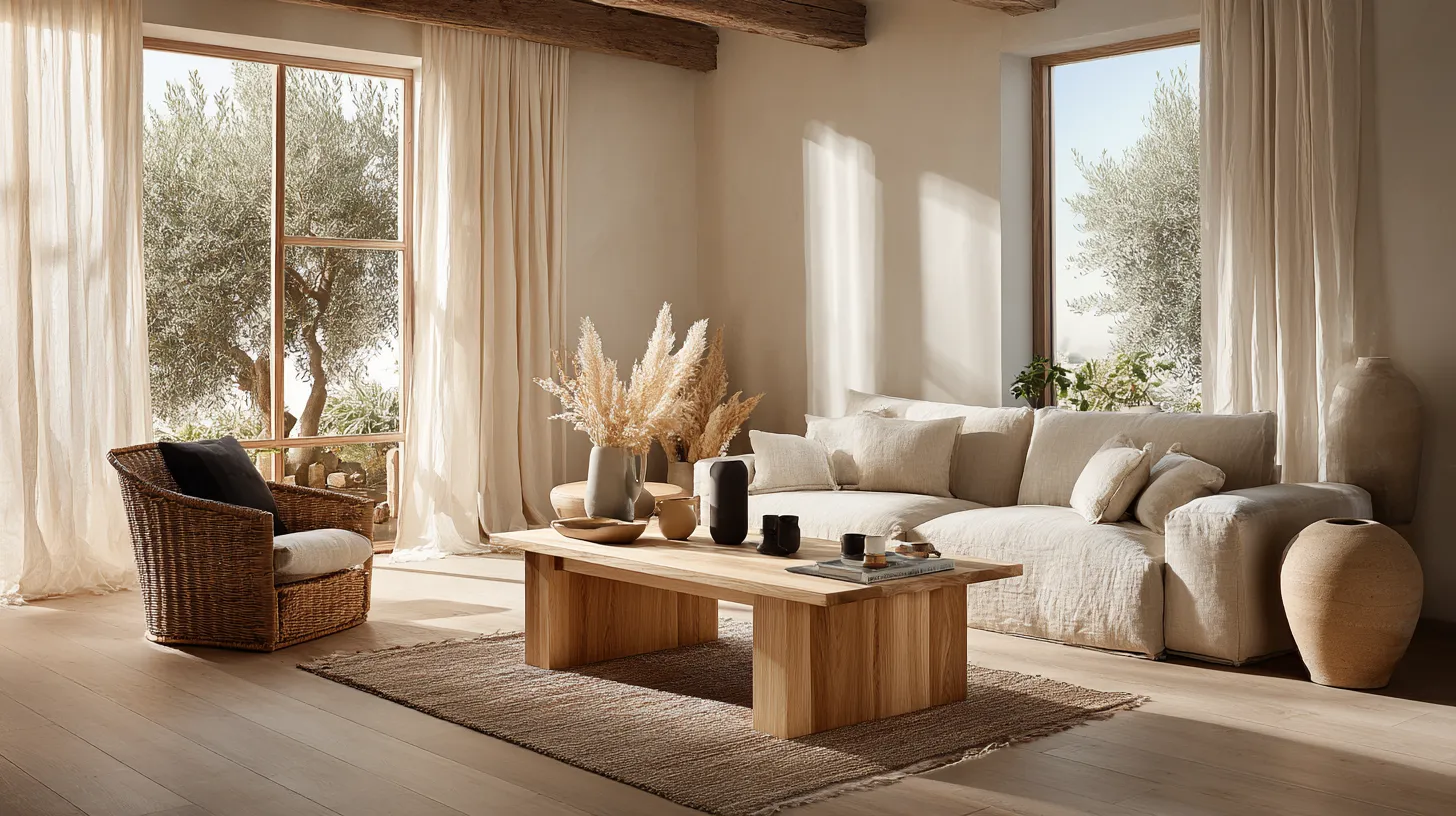 Japandi Living Room Bathed in Sunlight