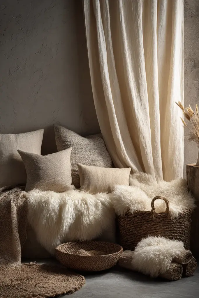 Layered Neutral Textures in Japandi Style