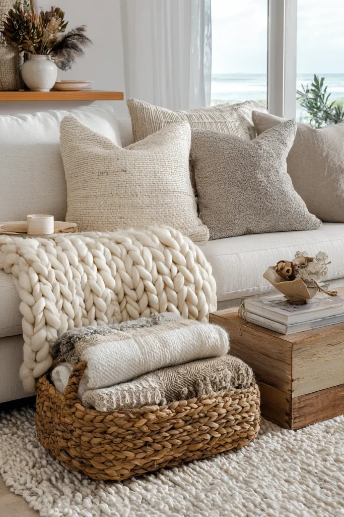 Layered Textiles and Natural Fiber Accents
