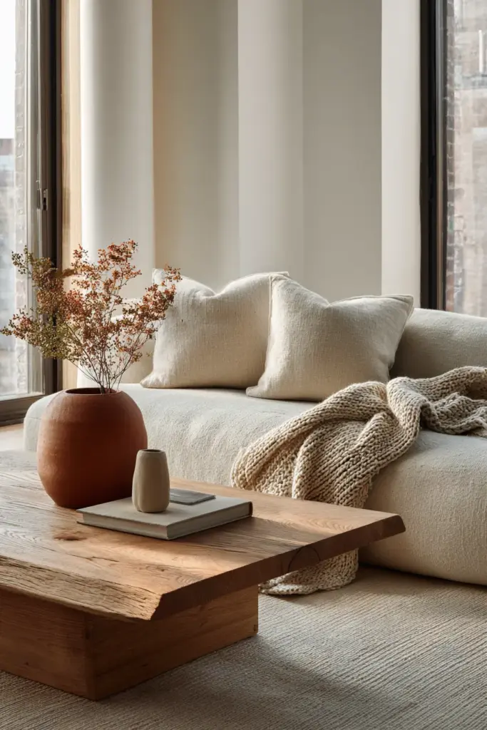 Low Profile Sofa with Earth Tones