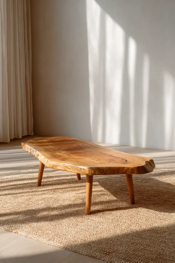 Low-Profile Wooden Furniture Arrangement