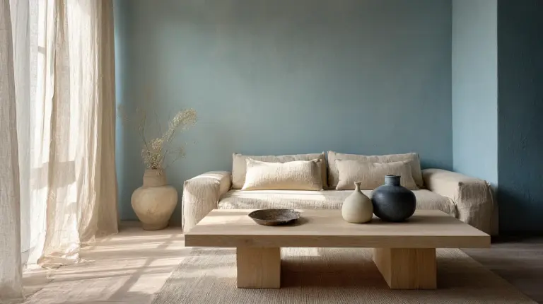 Misty Blue Japandi Living Room