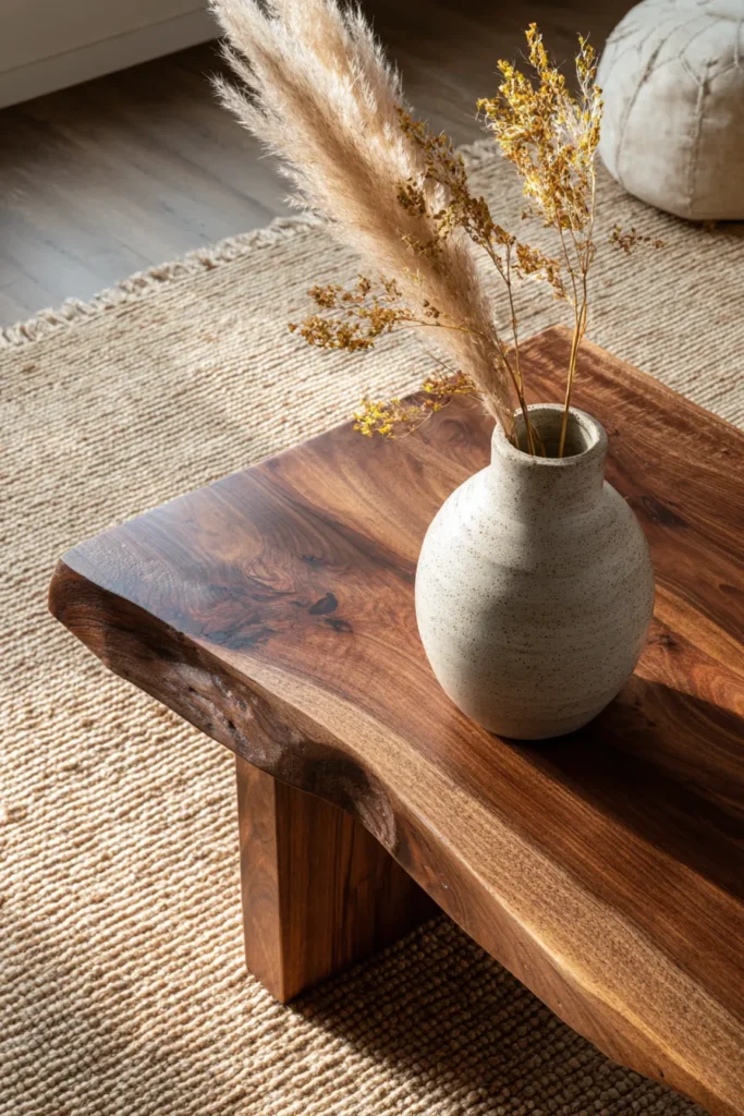 Natural Wood Coffee Table Centerpiece