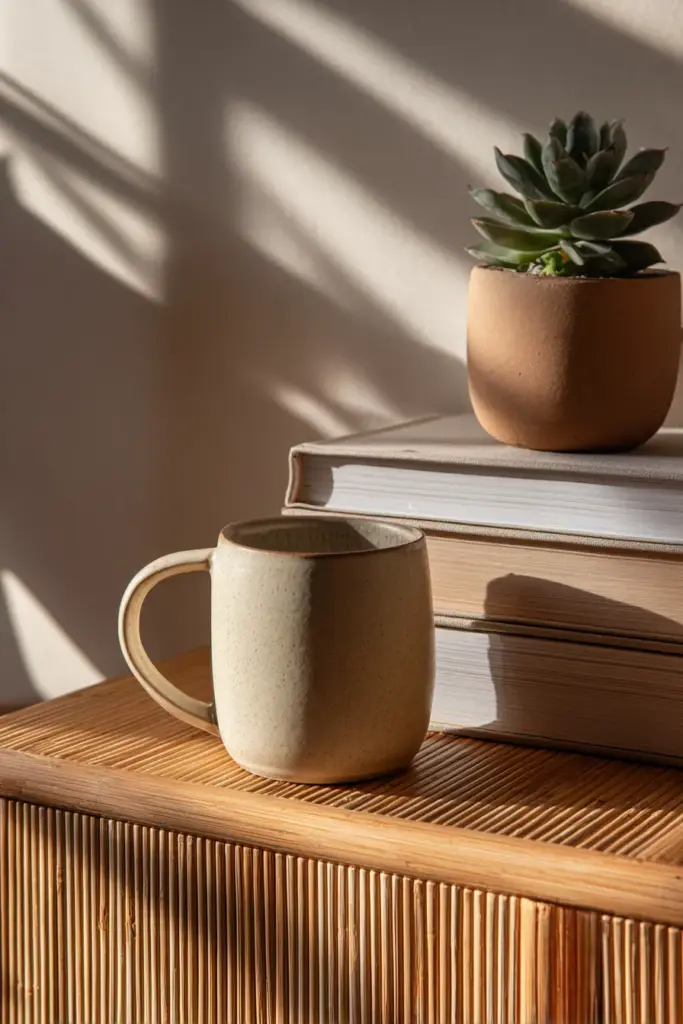 Natural Wood Side Table Detail