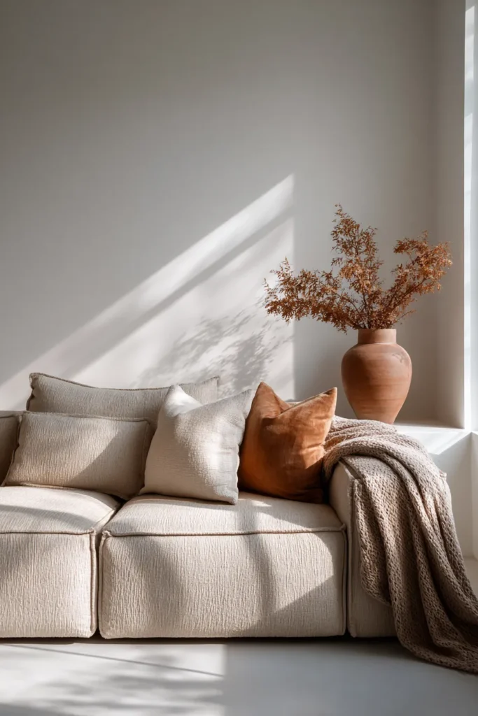 Neutral Palette Japandi Sofa Styling
