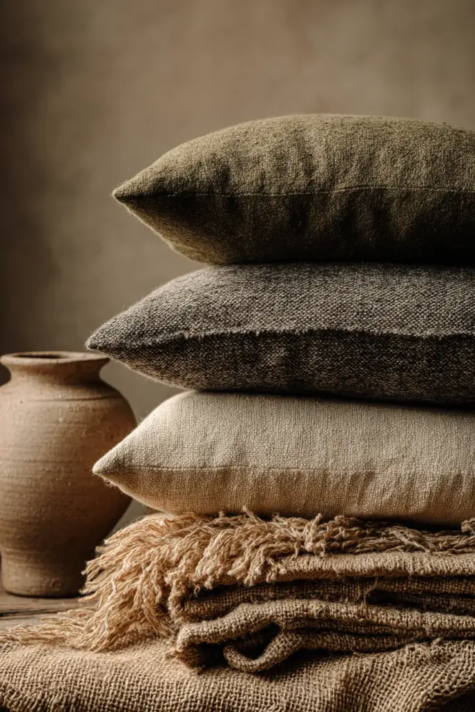Olive Green Japandi Textiles