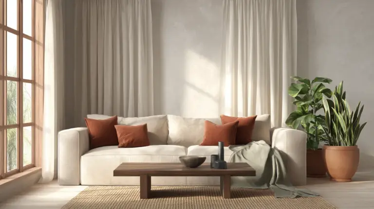 Serene Japandi Living Room in Earth Tones