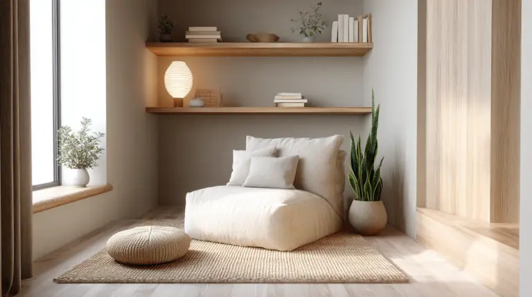Serene Japandi Reading Corner