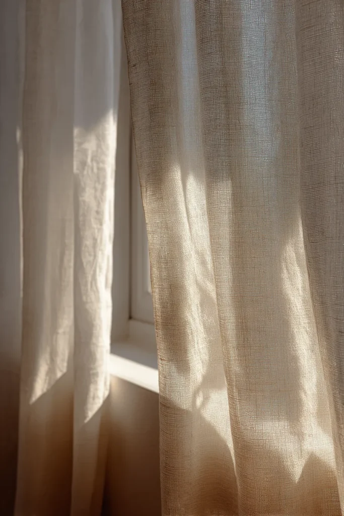Sheer Linen Curtains Filtering Sunlight