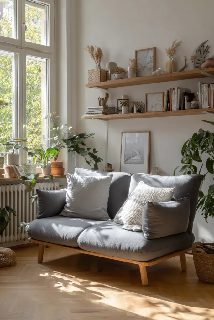 Small Space Japandi Sofa Setup