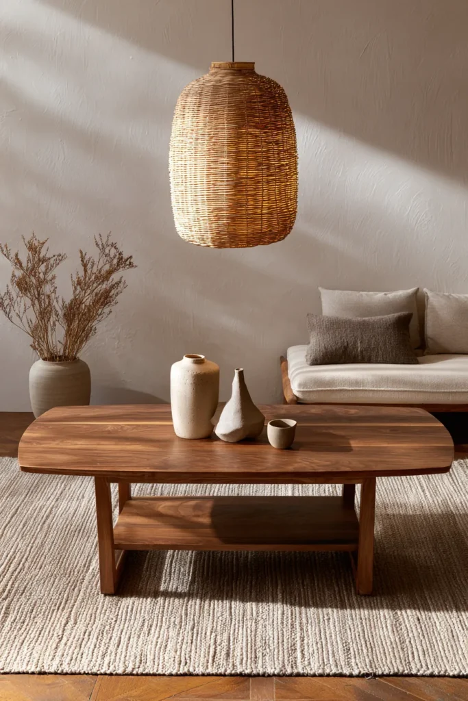 Walnut Coffee Table with Pendant