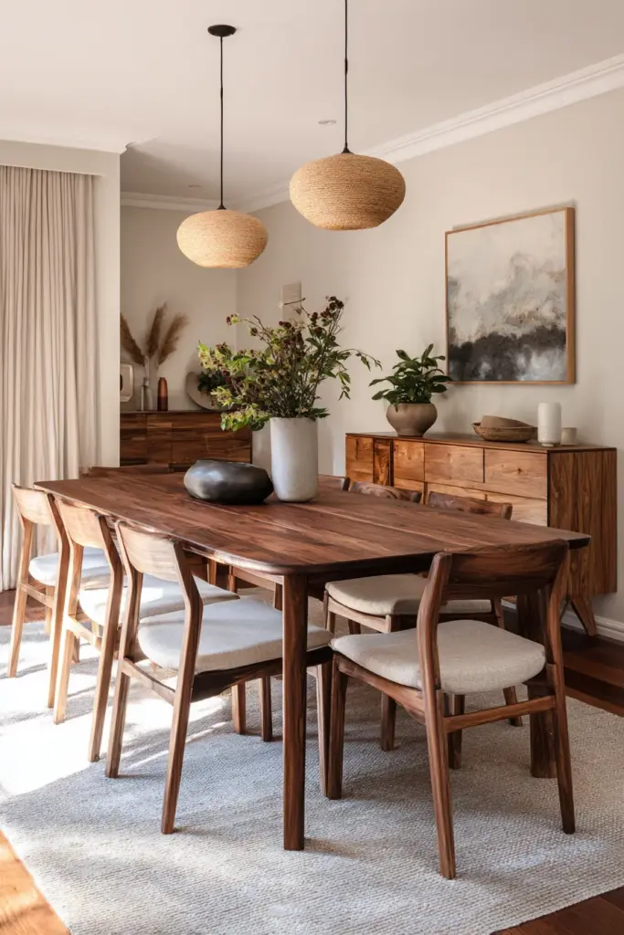 Warm Japandi Dining Space